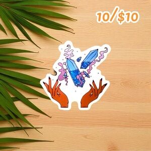 Hands & Crystals Vinyl Sticker – Mystical Magic Stone Design